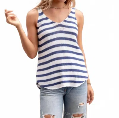 Wooden Ships Willow Striped Tank Top In Indigo/ White In Blue