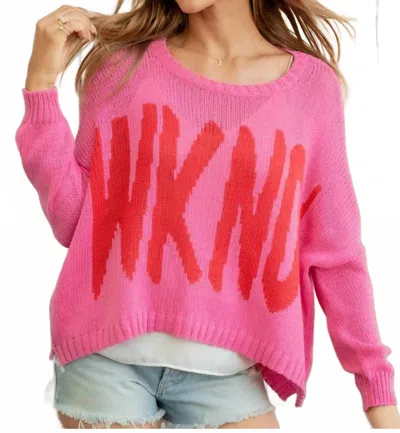 Wooden Ships Wknd Crewneck Sweater In Red In Pink