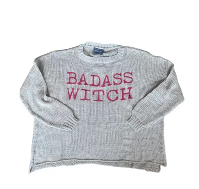 Wooden Ships Women Badass Witch Knit Crewneck Sweater In Dark Grey In Gray