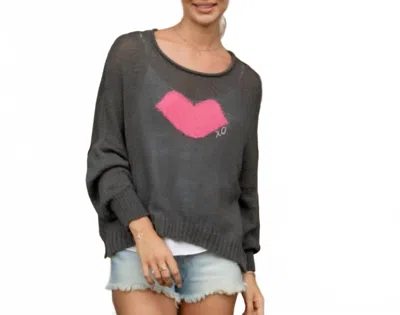 Wooden Ships Women's Bisous Kiss Sweater In Charcoal In Black
