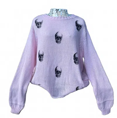 Wooden Ships Women's Graphic Print Long Sleeve Sweater In Pink In Purple