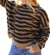 Wooden Ships Zebra Crew Sweater In Copper/black In Multi