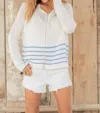 Wooden Ships Zip Up Hoodie Cotton Cardigan In Sunrise In Pink