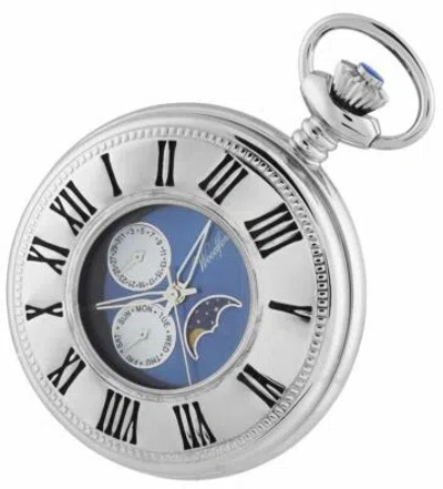 Pre-owned Woodford Mens Chrome Plated Quartz Moon Dial Pocket Watch - Silver