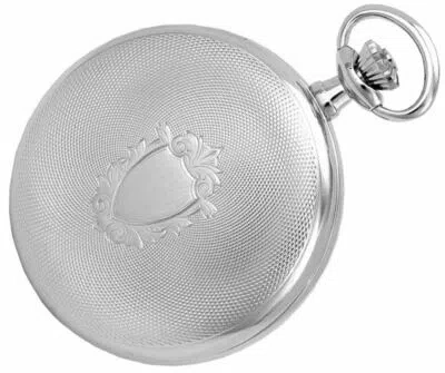 Pre-owned Woodford Reserve Woodford Arabic Engine Turned Full Hunter Mechanical Pocket Watch - Silver