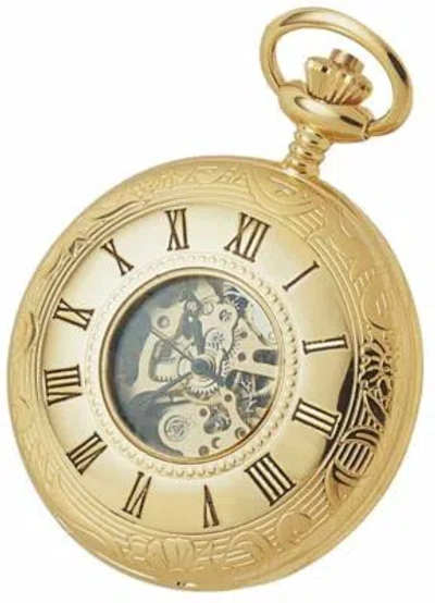 Pre-owned Woodford Reserve Woodford Double Half Hunter Skeleton Spring Wound Pocket Watch - Gold