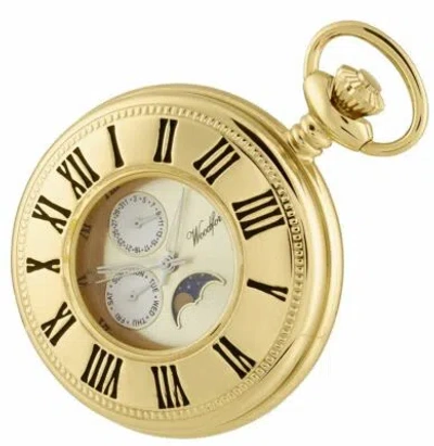Pre-owned Woodford Reserve Woodford Mens Gold Plated Quartz Moon Dial Pocket Watch - Gold