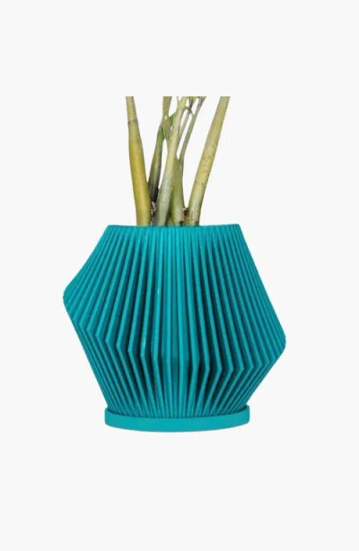 Woodland Pulse Disc Modern Plant Pot Planter In Teal