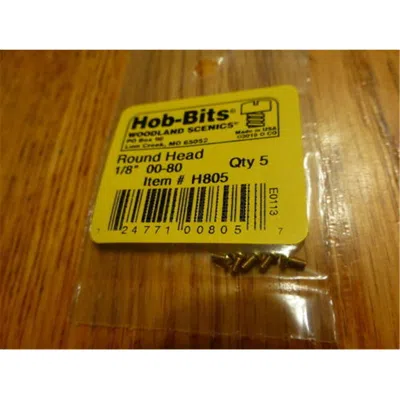 Woodland Scenics 0.37 In. 0-80 Roundhead Screws Brass - 5 Per Pack