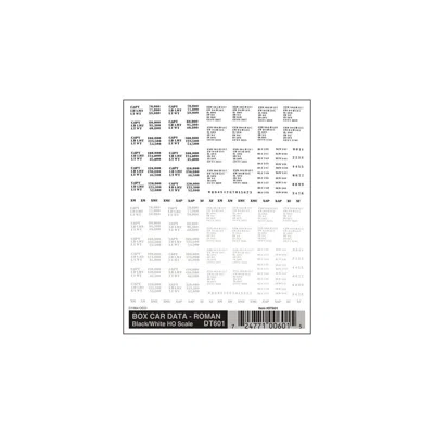 Woodland Scenics Box Car Data Roman Dry Transfer