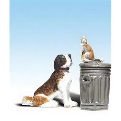Woodland Scenics G Dog With Cat On Trashcan