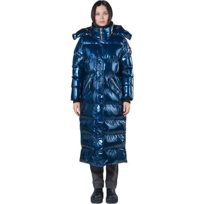 Woodpecker Bird Of Paradise Quilted Coat In Glopssy Navy