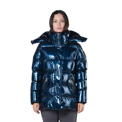 Woodpecker Bumnester 3/4 Length Quilted Coat In Glossy Navy