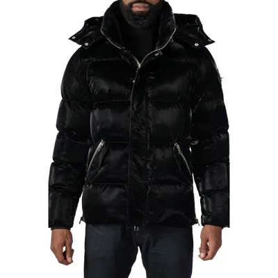 Woodpecker Bumnester Water Resistant Hooded Puffer Jacket In All Wet Black