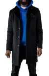 Woodpecker Men's Faux Fur Trim Wool Blend Top Coat In Black