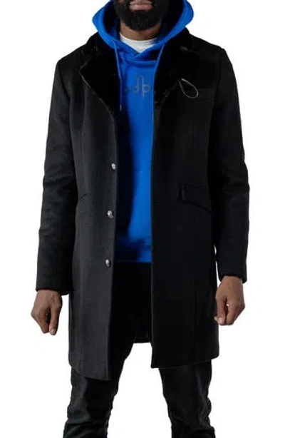 Woodpecker Men's Faux Fur Trim Wool Blend Top Coat In Black