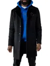 Woodpecker Men's Faux Fur Trim Wool Blend Top Coat In Black