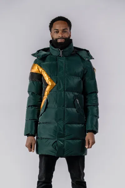 Woodpecker Men's Penguin Long Length Quilted Coat In Green