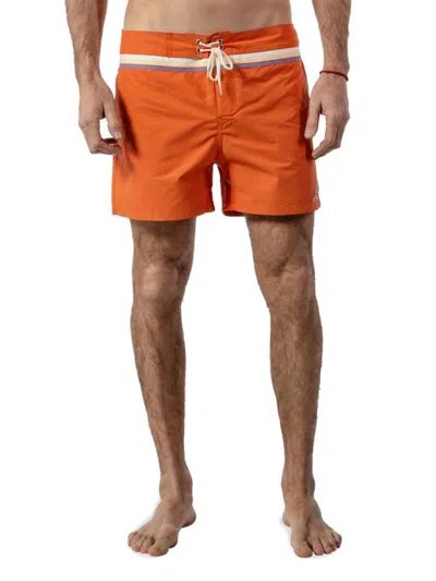 Woodpecker Men's Striped Drawstring Swim Shorts In Orange
