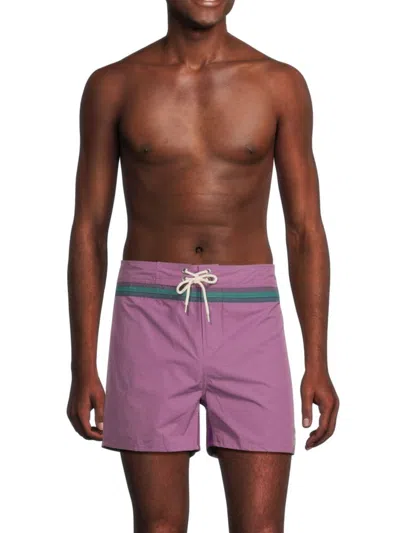 Woodpecker Men's Striped Drawstring Swim Shorts In Purple