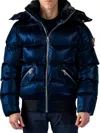 Woodpecker Woody Water Resistant Hooded Puffer Bomber Jacket In Blue