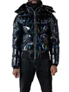 Woodpecker Men's Woody Faux Fur Trim Regular Fit Puffer Bomber Jacket In Oily Black