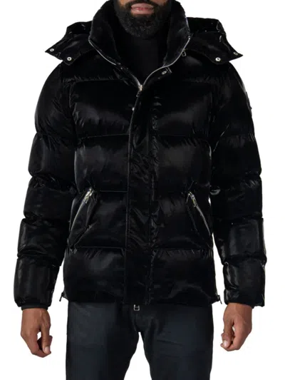 Woodpecker Men's Woody Hooded Bomber Puffer Jacket In All Wet Black