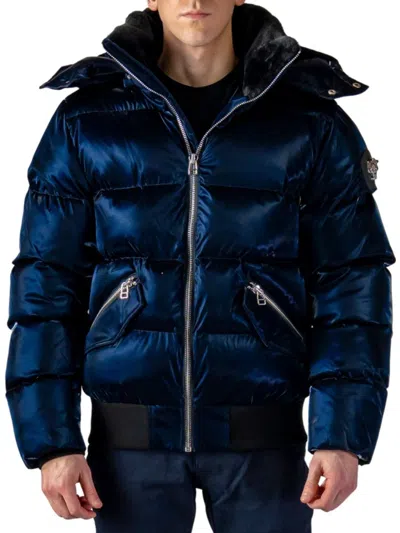 Woodpecker Woody Water Resistant Hooded Puffer Bomber Jacket In All Wet Navy