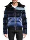 Woodpecker Men's Woody Hooded Bomber Puffer Jacket In Blue Steel