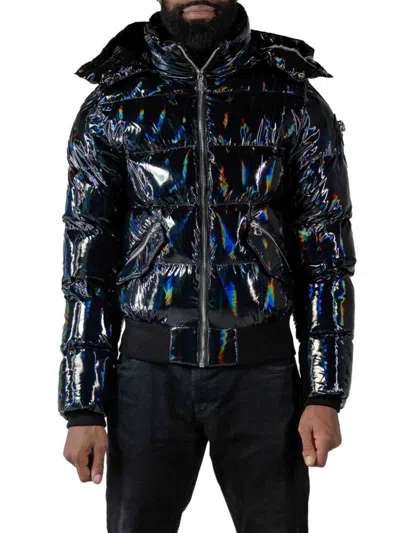 Woodpecker Men's Woody Hooded Bomber Puffer Jacket In Oily Black