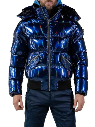 Woodpecker Men's Woody Hooded Bomber Puffer Jacket In Oily Blue