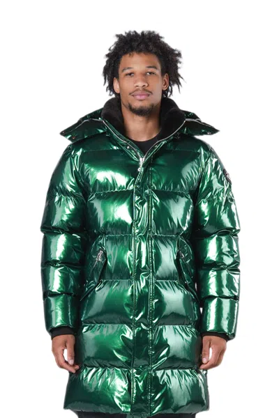 Woodpecker Penguin Long Length Quilted Coat In Green
