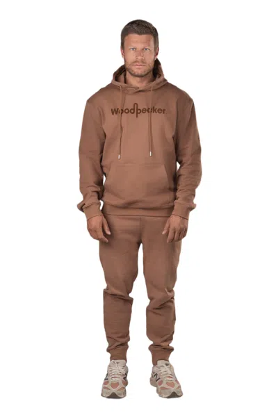 Woodpecker Unisex Cotton Sweatsuit In Brown