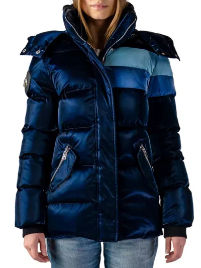 Woodpecker Women's Bumnester Faux Fur Lined Puffer Coat In Blue Steel