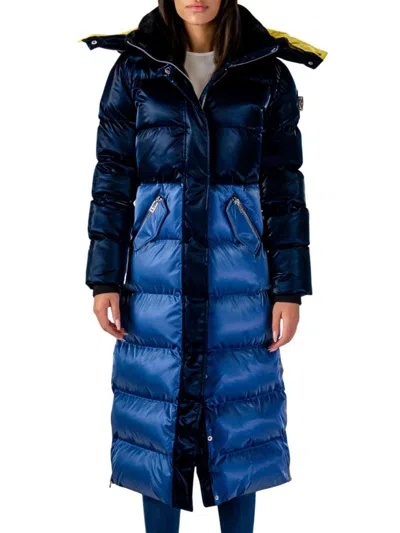 Woodpecker Women's Faux Fur Longline Puffer Parka In All Wet Blue