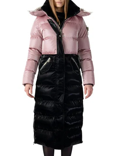 Woodpecker Women's Faux Fur Longline Puffer Parka In Pink
