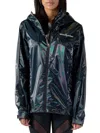 Woodpecker Women's Logo Iridescent Rain Jacket In Black Galaxy