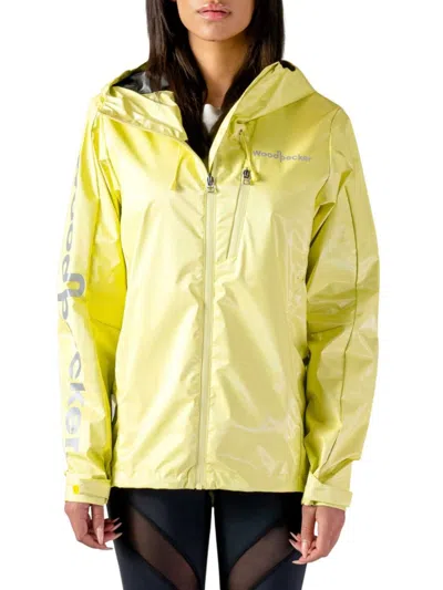 Woodpecker Women's Logo Iridescent Rain Jacket In Mellow Yellow