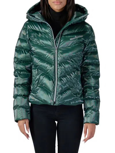 Woodpecker Women's Robin Hooded Puffer Jacket In Medium Green