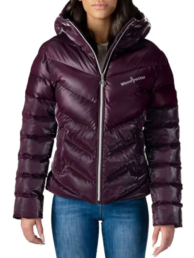 Woodpecker Women's Robin Hooded Puffer Jacket In Purple
