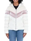 Woodpecker Women's Robin Hooded Puffer Jacket In Snow Pony Pink