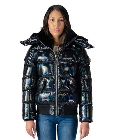 Woodpecker Woody Bomber Quilted Coat In All Wet Black