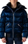Woodpecker Woody Water Resistant Hooded Puffer Bomber Jacket In All Wet Navy