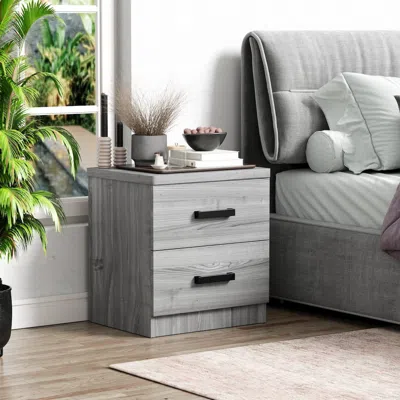 Woodpeckers Furniture And Mattress 2 Drawers Nightstand In Grey Color