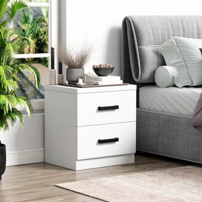 Woodpeckers Furniture And Mattress 2 Drawers Nightstand In White Color