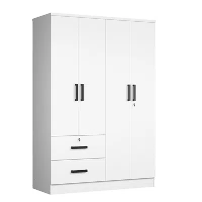 Woodpeckers Furniture And Mattress 4 Doors Wardrobe 2 Drawers With Shelves 48 Inch Wide And 72 High (white)