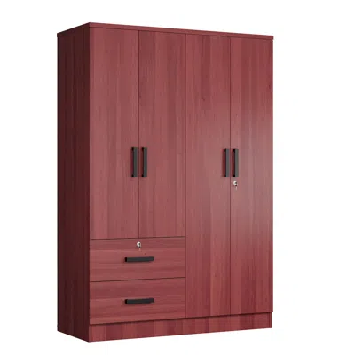 Woodpeckers Furniture And Mattress 4 Doors Wardrobe 2 Drawers With Shelves 72" High In Brown