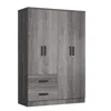 Woodpeckers Furniture And Mattress 4 Doors Wardrobe 2 Drawers With Shelves 48 Inch Wide And 72 High (grey)