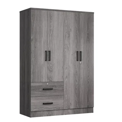 Woodpeckers Furniture And Mattress 4 Doors Wardrobe 2 Drawers With Shelves 48 Inch Wide And 72 High (grey)