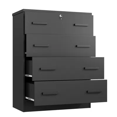 Woodpeckers Furniture And Mattress 4 Drawers Chest In Black Color